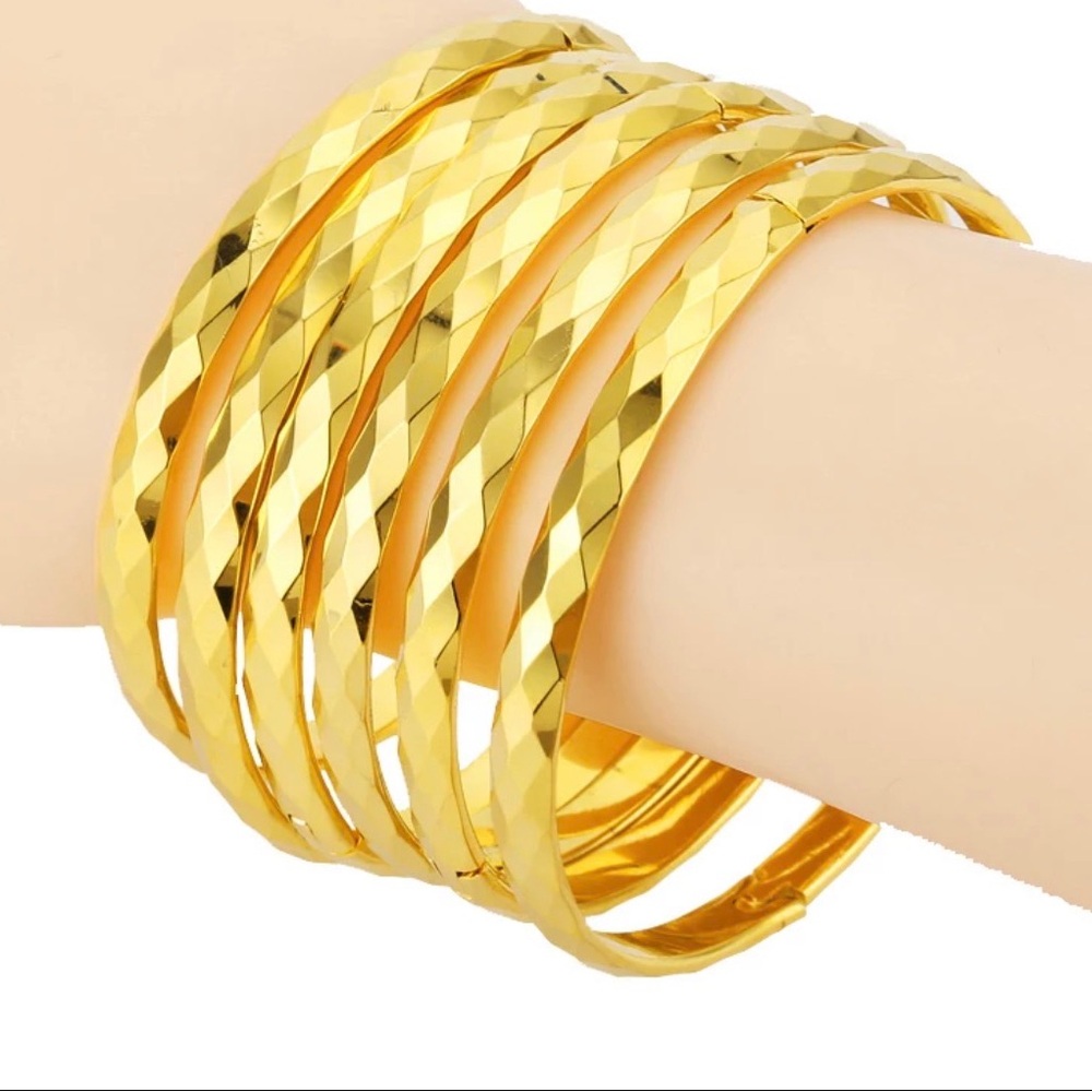 24K Plated Gold Bangle Bracelet Openable 2…